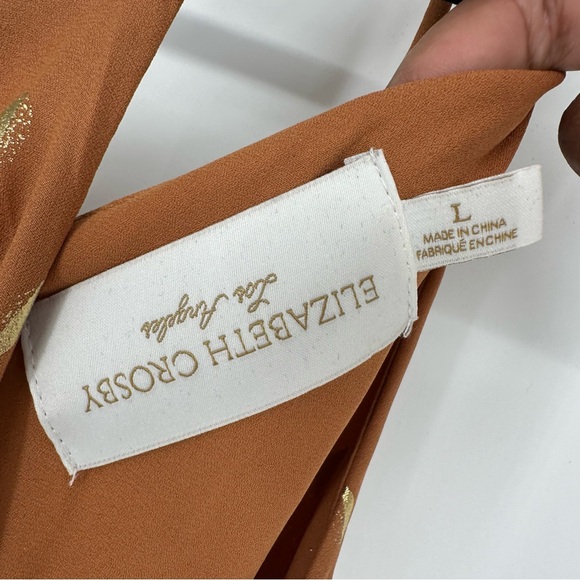 Elizabeth Crosby Kat Smocked Dress in Rust and Gold with half circle pattern - Picture 7 of 9